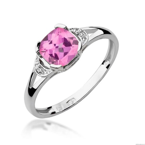 Pierścionek W0040 Różowy Topaz 1,10ct białe złoto 375