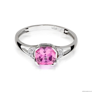 Pierścionek W0040 Różowy Topaz 1,10ct białe złoto 375