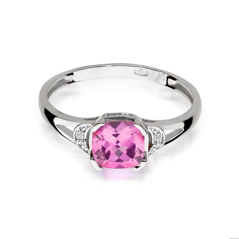 Pierścionek W0040 Różowy Topaz 1,10ct białe złoto 375