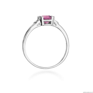 Pierścionek W0040 Różowy Topaz 1,10ct białe złoto 375
