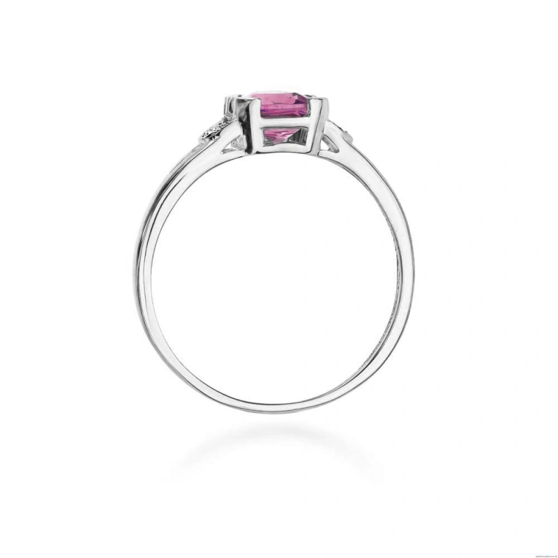 Pierścionek W0040 Różowy Topaz 1,10ct białe złoto 375