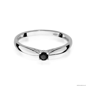 Pierścionek W0045 Czarny Diament 0,12ct białe złoto 375