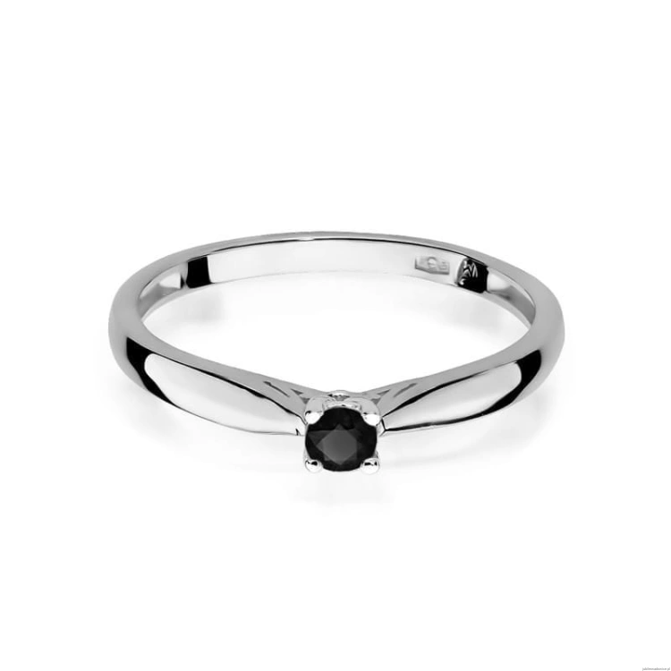 Pierścionek W0045 Czarny Diament 0,12ct białe złoto 375