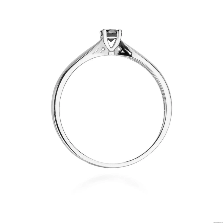 Pierścionek W0045 Czarny Diament 0,12ct białe złoto 375