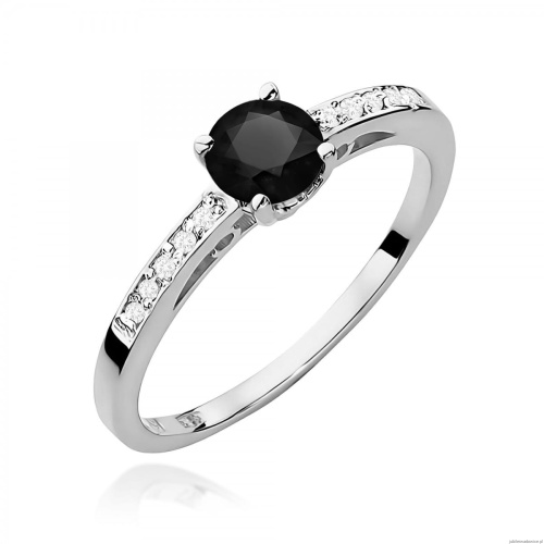 Pierścionek W0066 Czarny Diament 0,50ct białe złoto 375