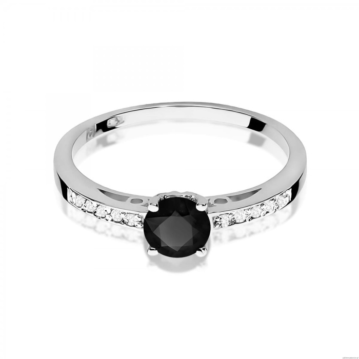 Pierścionek W0066 Czarny Diament 0,50ct białe złoto 375
