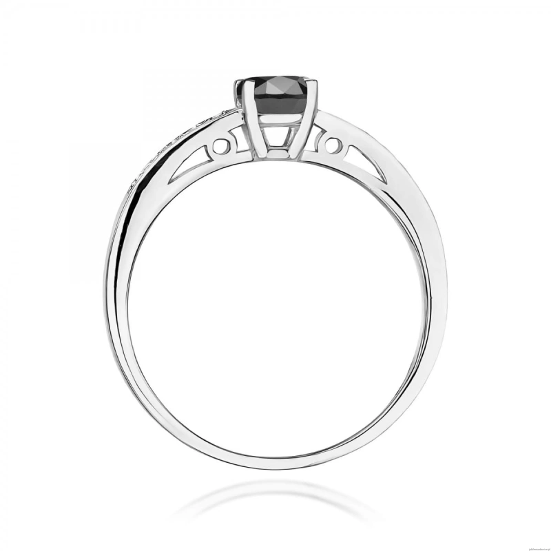 Pierścionek W0066 Czarny Diament 0,50ct białe złoto 375