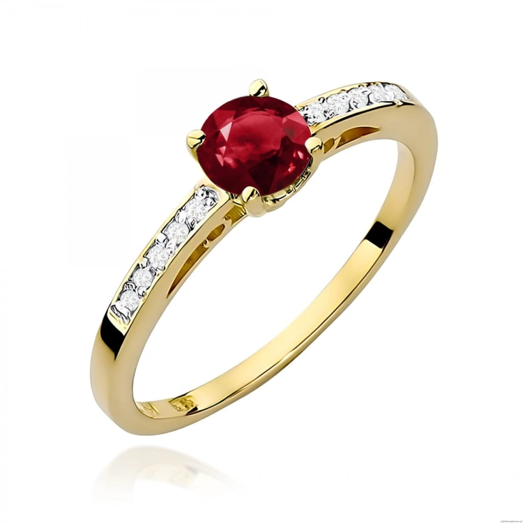 Pierścionek W0066 Granat 0,60ct żółte złoto 375
