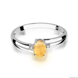 Pierścionek W0068 Cytryn 0,60ct białe złoto 375
