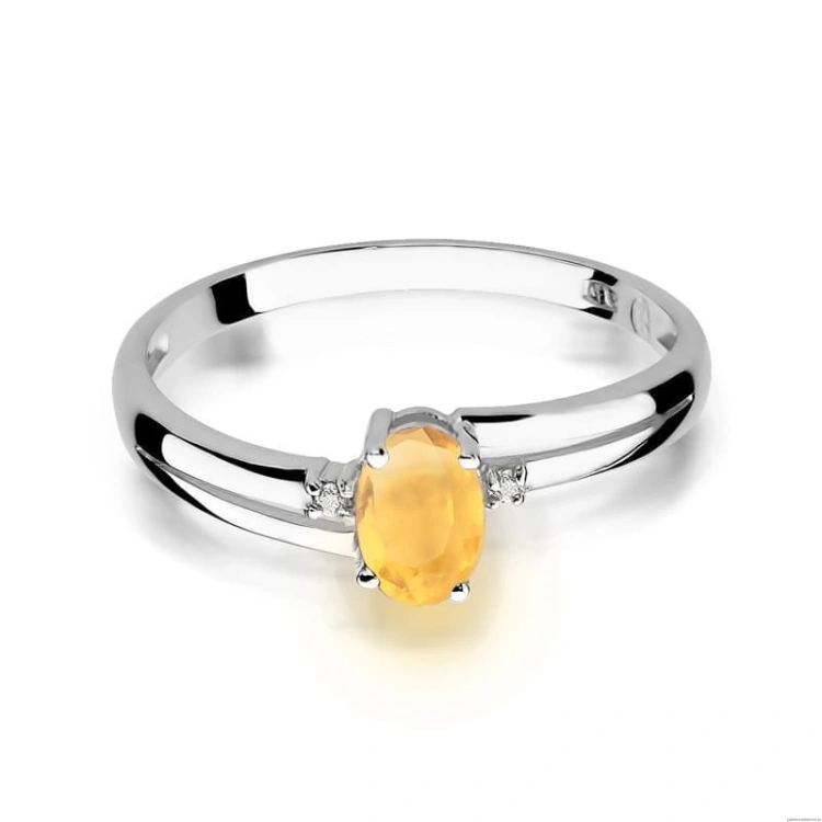 Pierścionek W0068 Cytryn 0,60ct białe złoto 375