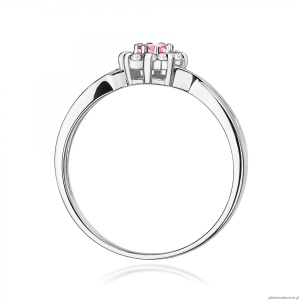 Pierścionek W0072 Różowy Topaz 0,13ct białe złoto 375