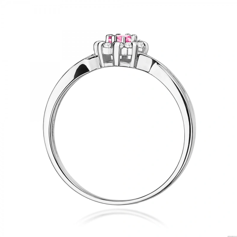 Pierścionek W0072 Różowy Topaz 0,13ct białe złoto 375