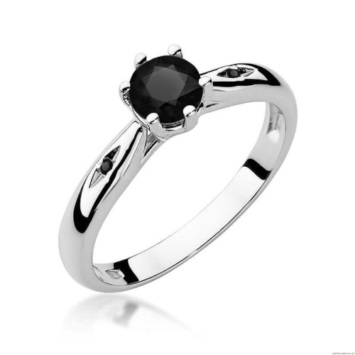 Pierścionek W0074 Czarny Diament 0,50ct białe złoto 375