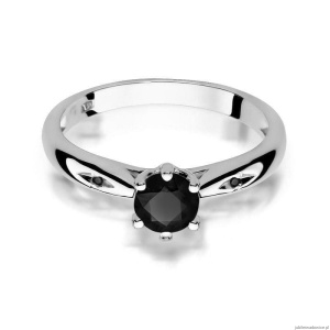 Pierścionek W0074 Czarny Diament 0,50ct białe złoto 375