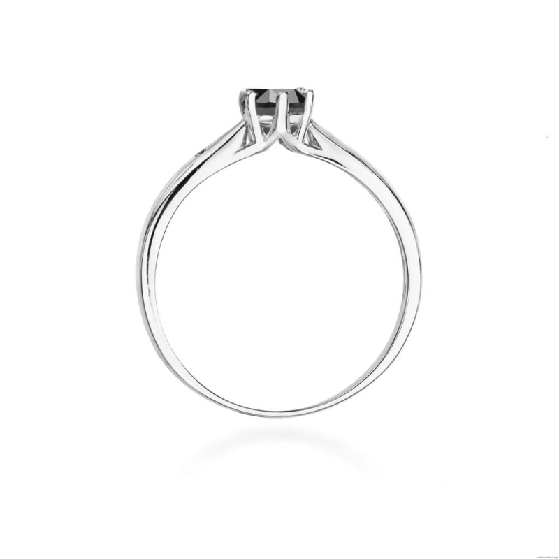 Pierścionek W0074 Czarny Diament 0,50ct białe złoto 375