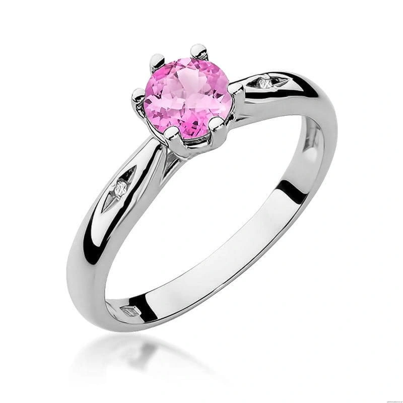 Pierścionek W0074 Różowy Topaz 0,60ct białe złoto 375