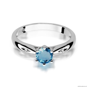 Pierścionek W0074 Topaz London Blue 0,50ct białe złoto 375