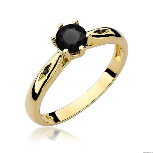Pierścionek W0074 Czarny Diament 0,50ct żółte złoto 375