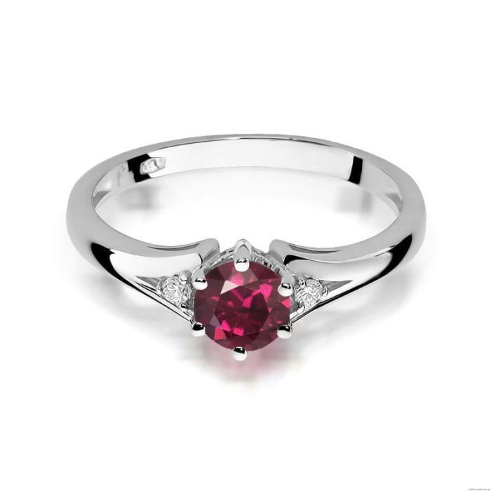 Pierścionek W0076 Rodolit 0,60ct białe złoto 375