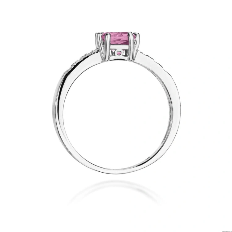 Pierścionek W0079 Różowy Topaz 1,10ct białe złoto 375