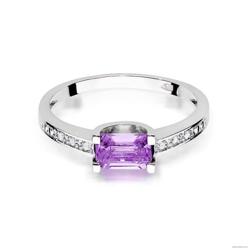 Pierścionek W0105 Ametyst 0,60ct białe złoto 375