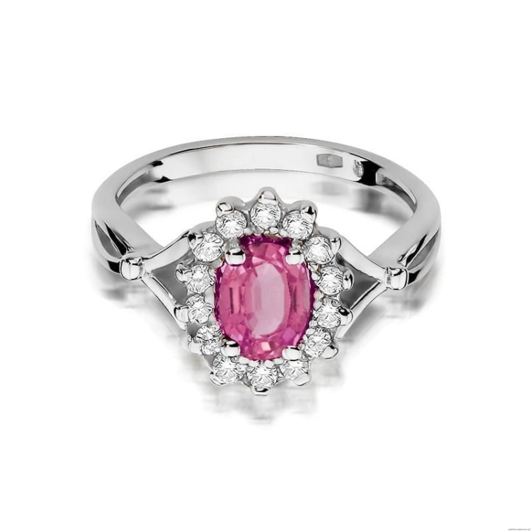 Pierścionek W0182 Różowy Topaz 0,50ct białe złoto 375