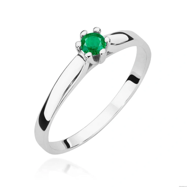 Pierścionek W0222 Szmaragd 0,15ct białe złoto 375
