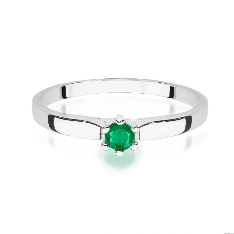 Pierścionek W0222 Szmaragd 0,15ct białe złoto 375