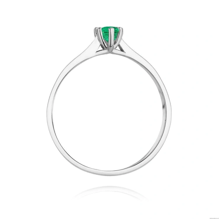 Pierścionek W0222 Szmaragd 0,15ct białe złoto 375