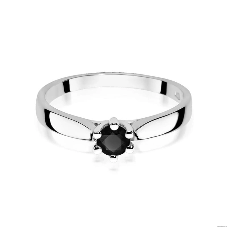 Pierścionek W0222B Czarny Diament 0,30ct białe złoto 375