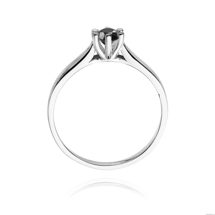 Pierścionek W0222B Czarny Diament 0,30ct białe złoto 375
