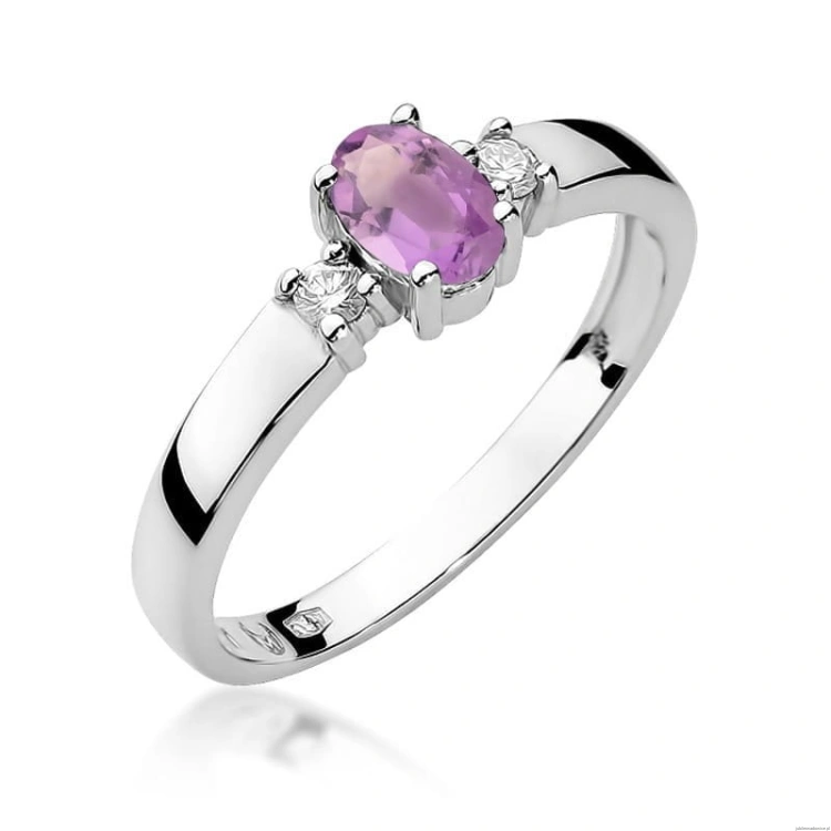 Pierścionek W0264 Ametyst 0,40ct białe złoto 375