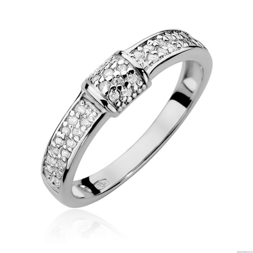 Pierścionek W0297 z diamentami białe złoto 375