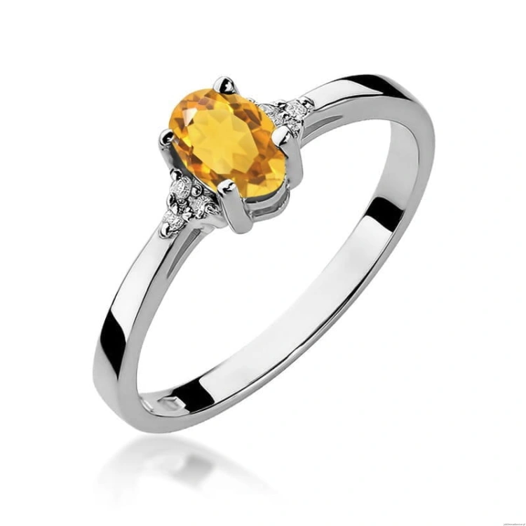 Pierścionek W0301 Cytryn 0,60ct białe złoto 375