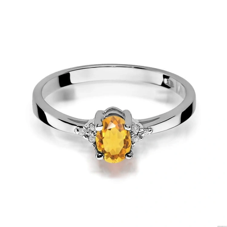 Pierścionek W0301 Cytryn 0,60ct białe złoto 375