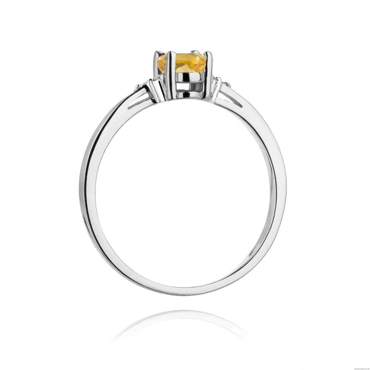 Pierścionek W0301 Cytryn 0,60ct białe złoto 375