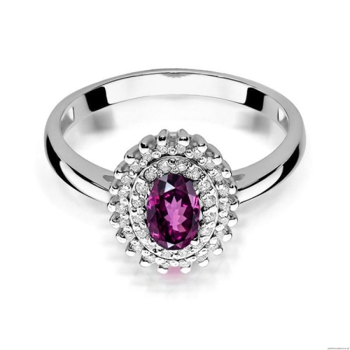 Pierścionek W0303 Rodolit 0,50ct białe złoto 375