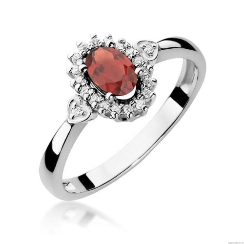 Pierścionek W0312 Granat 0,50ct białe złoto 375