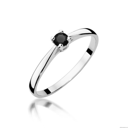 Pierścionek W0335 Czarny Diament 0,20ct białe złoto 375
