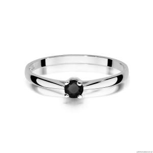 Pierścionek W0335 Czarny Diament 0,20ct białe złoto 375