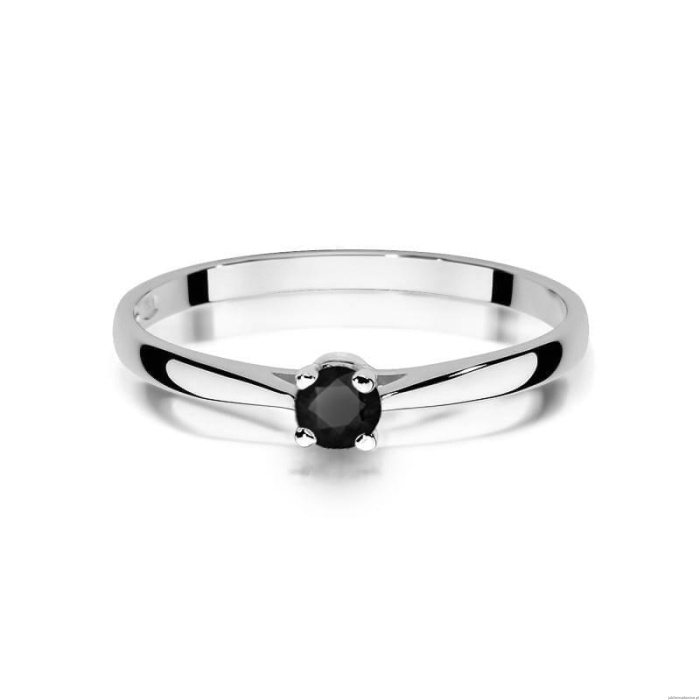 Pierścionek W0335 Czarny Diament 0,20ct białe złoto 375