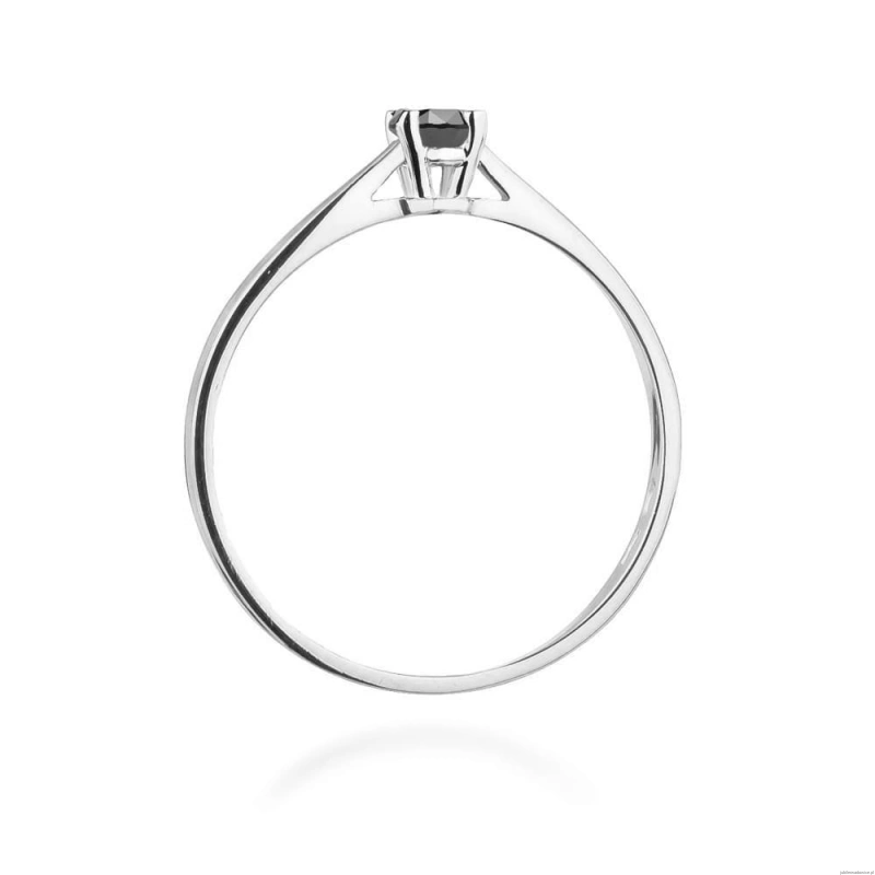 Pierścionek W0335 Czarny Diament 0,20ct białe złoto 375