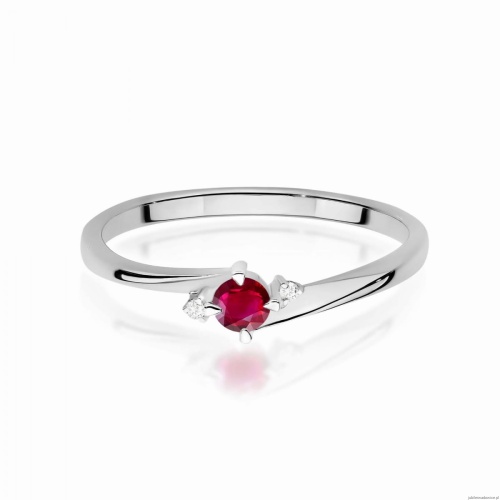 Pierścionek W0346 Rubin 0,15ct białe złoto 375