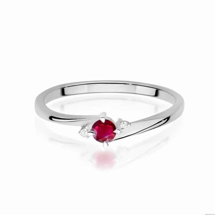 Pierścionek W0346 Rubin 0,15ct białe złoto 375