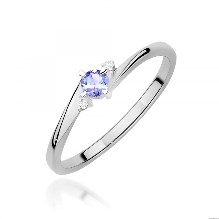 Pierścionek W0346 Tanzanit 0,15ct białe złoto 375