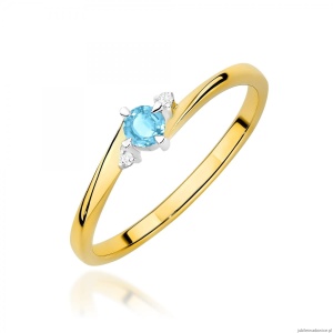 Pierścionek W0346 Topaz Swiss 0,15ct żółte złoto 375