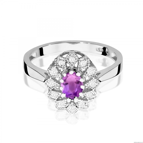 Pierścionek W0354 Ametyst 0,40ct białe złoto 375