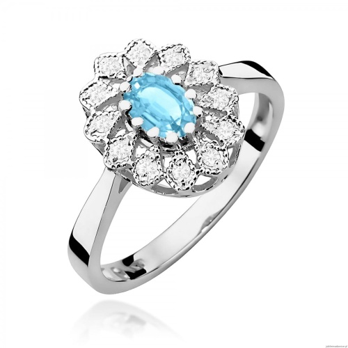 Pierścionek W0354 Topaz Swiss 0,50ct białe złoto 375