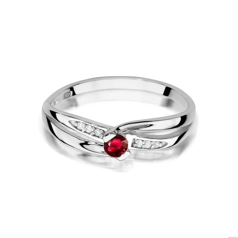 Pierścionek W0415 Rubin 0,15ct białe złoto 375