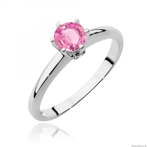 Pierścionek W557 Różowy Topaz 0,60ct białe złoto 375